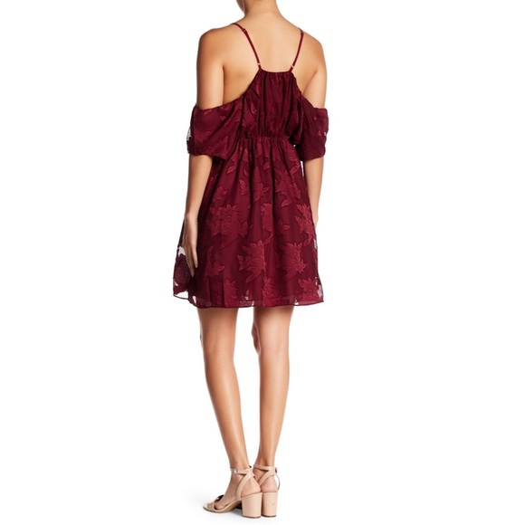 New Anthropologie Burgundy Cold Shoulder Dress - Picture 6 of 6
